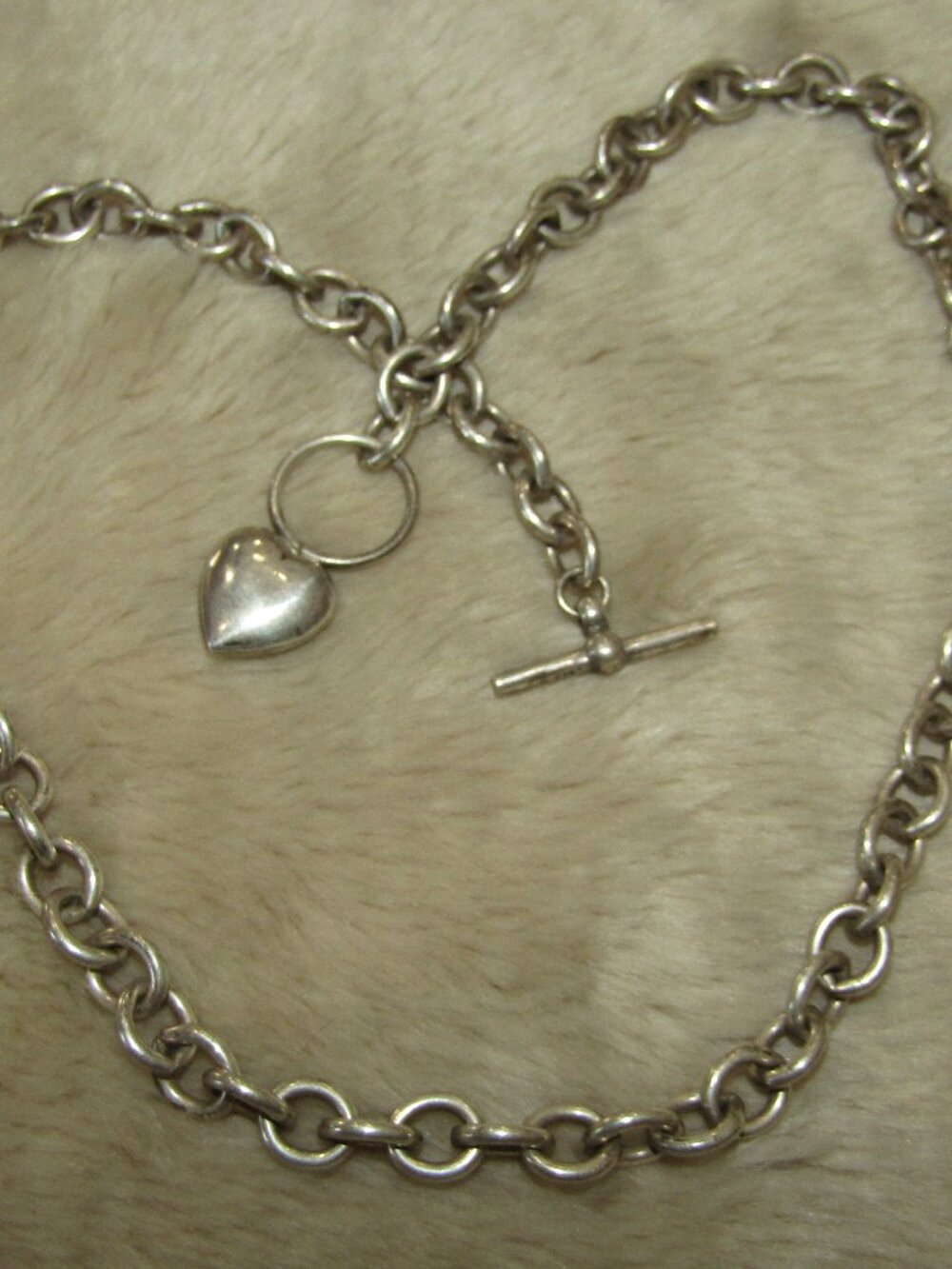 Vintage Chunky Sterling Silver Heart Necklace
